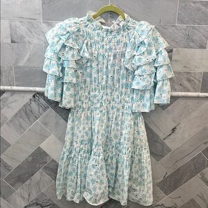 Floral Ruffle Dress - Blue  NWT